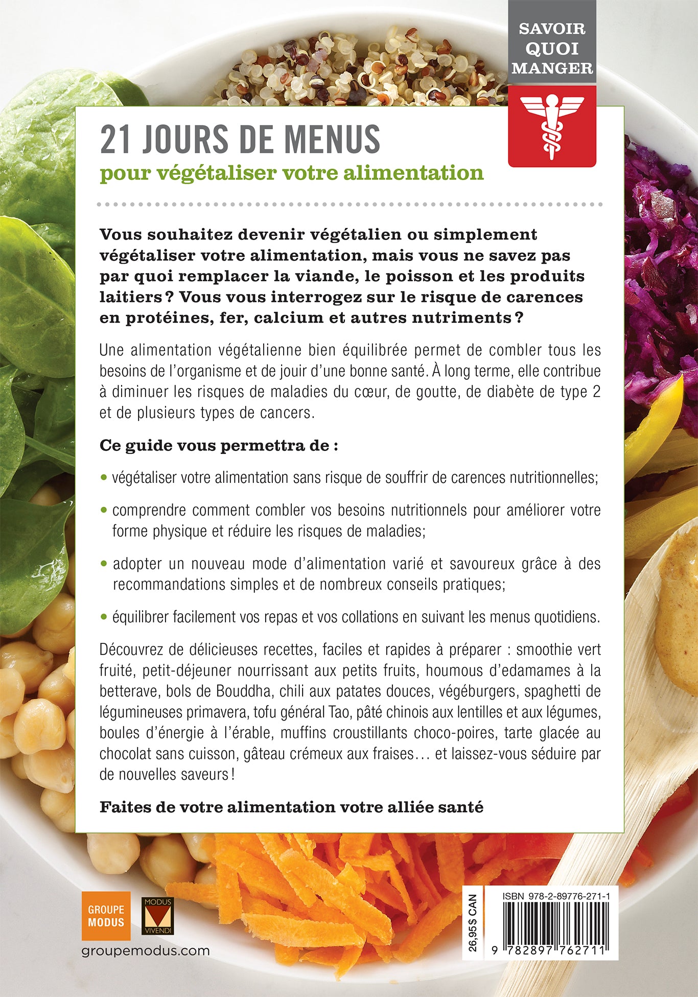 Savoir quoi manger - Végétalien    - Modus Vivendi Ed. - Livre de cuisine - 