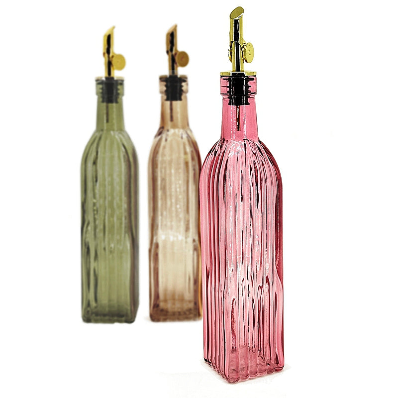 500ml Pink Glass Oil/Vinegar Bottle