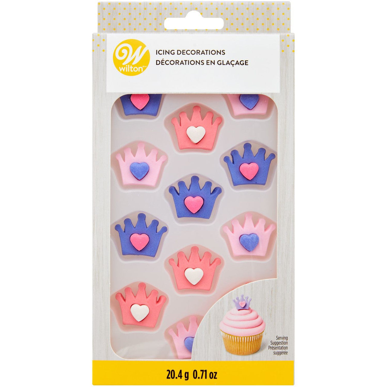 Couronnes roses et violettes avec décorations en glaçage royal en forme de cœurs, 12 pièces - Wilton - Décors sucrés - - La Guilde Culinaire