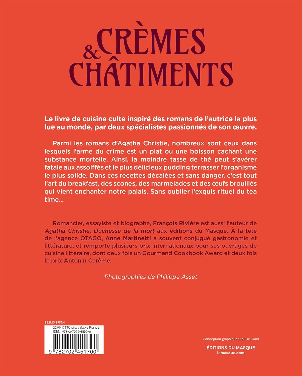 Crèmes et châtiments    - Du Masque Ed. - Livre de cuisine - 