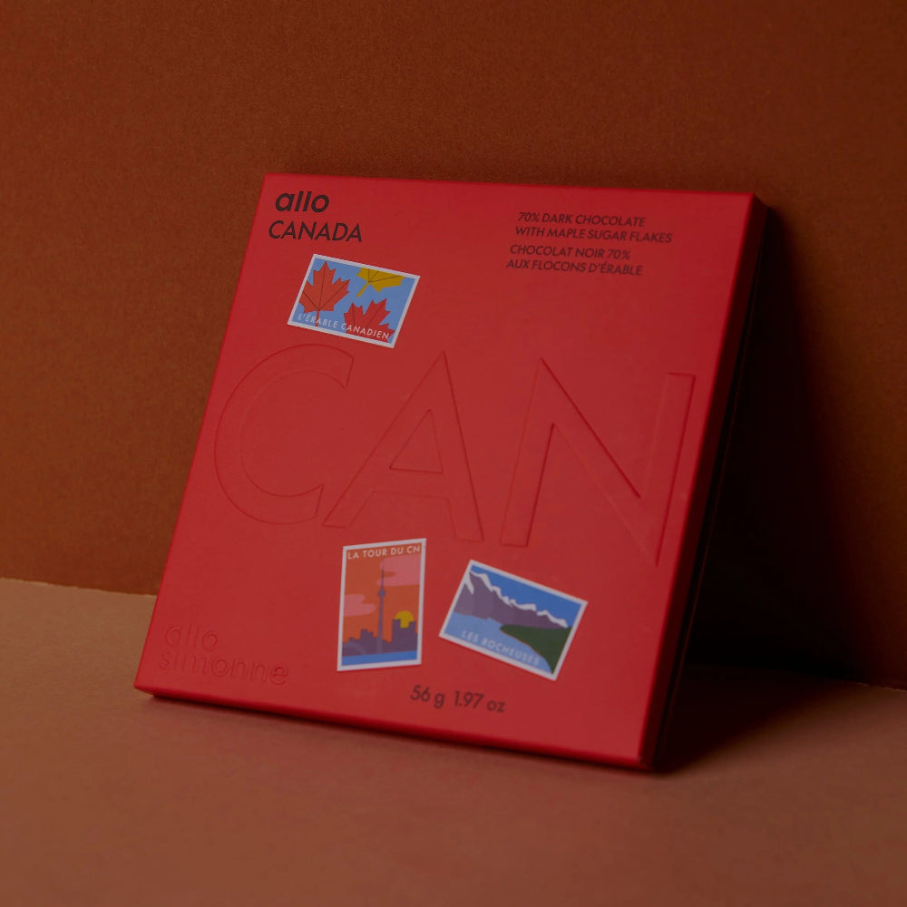 Tablette Canada Chocolat Noir 70% aux Flocons d'Érable - Allo Simonne - Tablette de chocolat - - La Guilde Culinaire