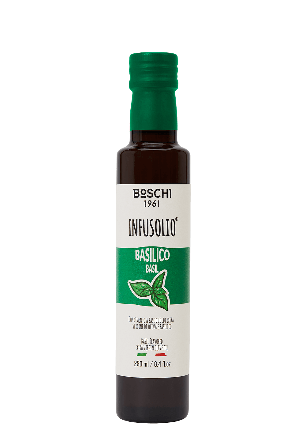 Huile d'olive extra vierge aromatisée au basilic Il Boschetto – 250 ml