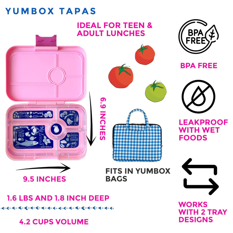 Yumbox – Tapas – Capri Pink avec plateau Bon Appetit (5 compartiments)    - Yumbox - Boîte à repas - 