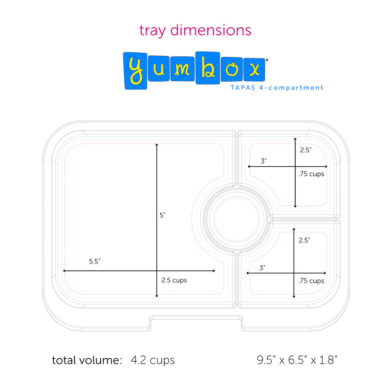 Yumbox – Tapas – Capri Pink avec plateau Arc-en-ciel (4 compartiments)    - Yumbox - Boîte à repas - 