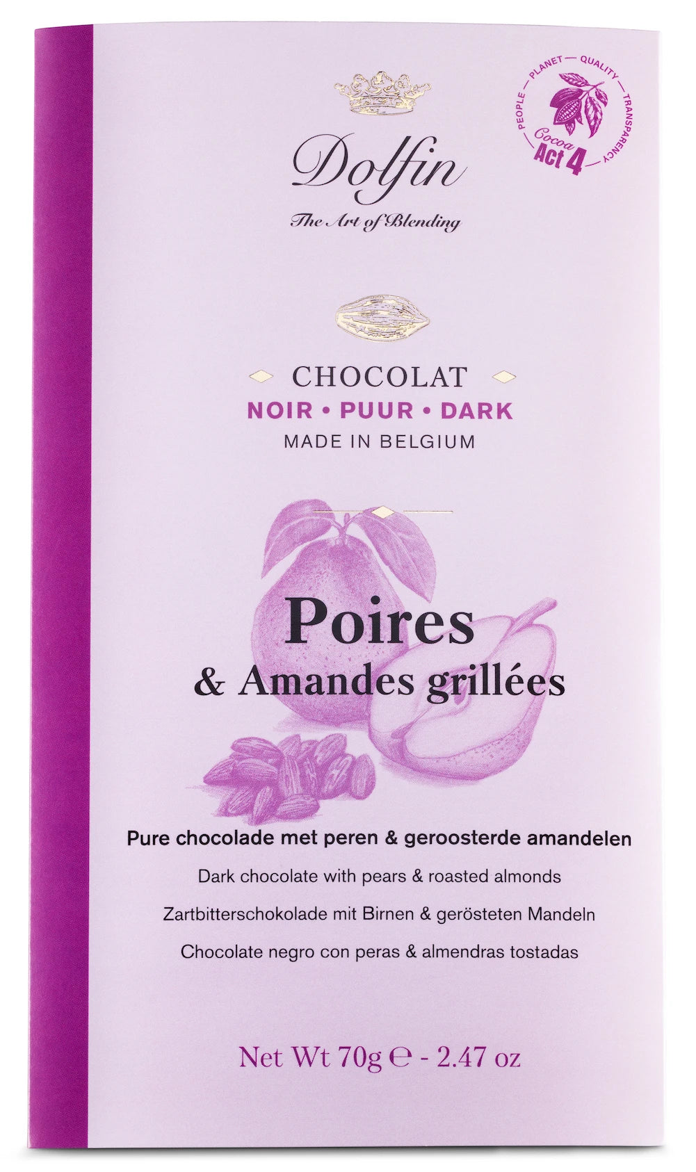 Chocolat noir poire et amandes grillées