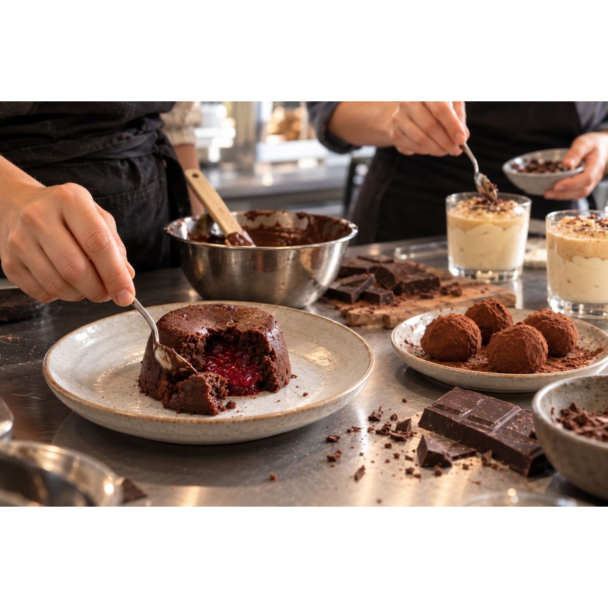 EXPLOSION DE CHOCOLAT : MOUSSE, TRUFFE, FONDANT ... 100% CHOCOLAT ! - La Guilde Culinaire - Cours - Cours de cuisine - - La Guilde Culinaire