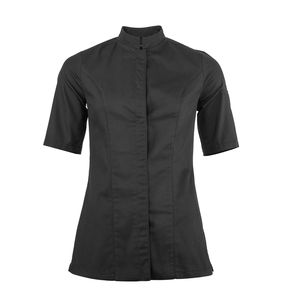Veste de cuisine Genova Noir Courtes T00 - UE XS-34/36 - US 28/29 - Clement Design - Veste cuisine femme - GENOVA-NR-MC-T00 - La Guilde Culinaire