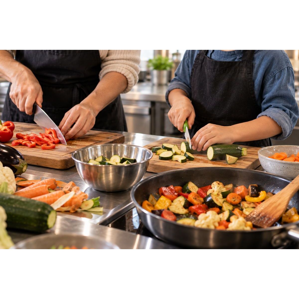 PARENT-ENFANT : TECHNIQUES DE BASE - DÉCOUPES ET CUISSONS DES LÉGUMES - La Guilde Culinaire - Cours - Cours de cuisine - - La Guilde Culinaire