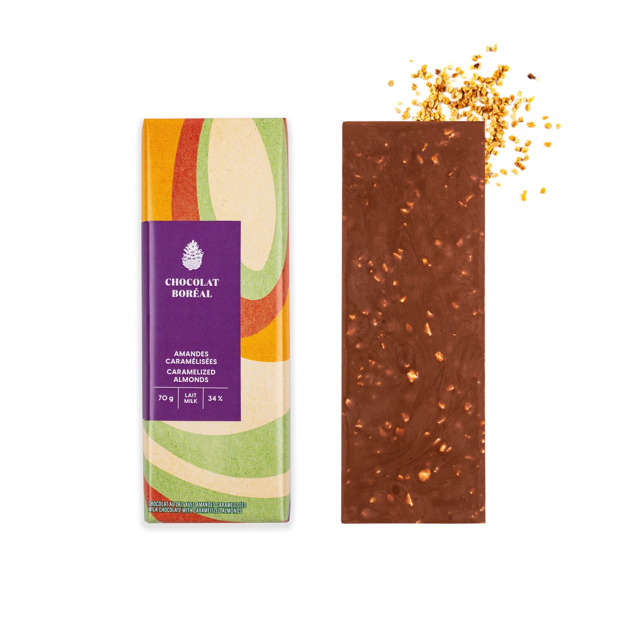 Tablette de chocolat Lait - Amandes 34% - Chocolat Boréal - Tablette de chocolat - - La Guilde Culinaire