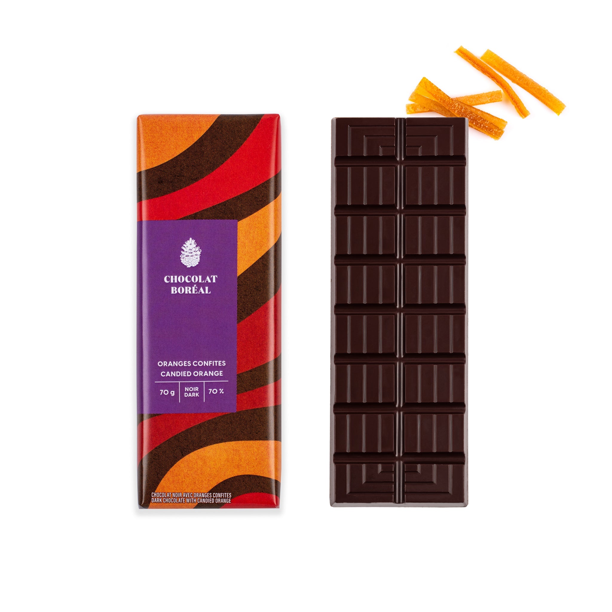 Tablette de chocolat Noir - Orange 70% - Chocolat Boréal - Tablette de chocolat - - La Guilde Culinaire