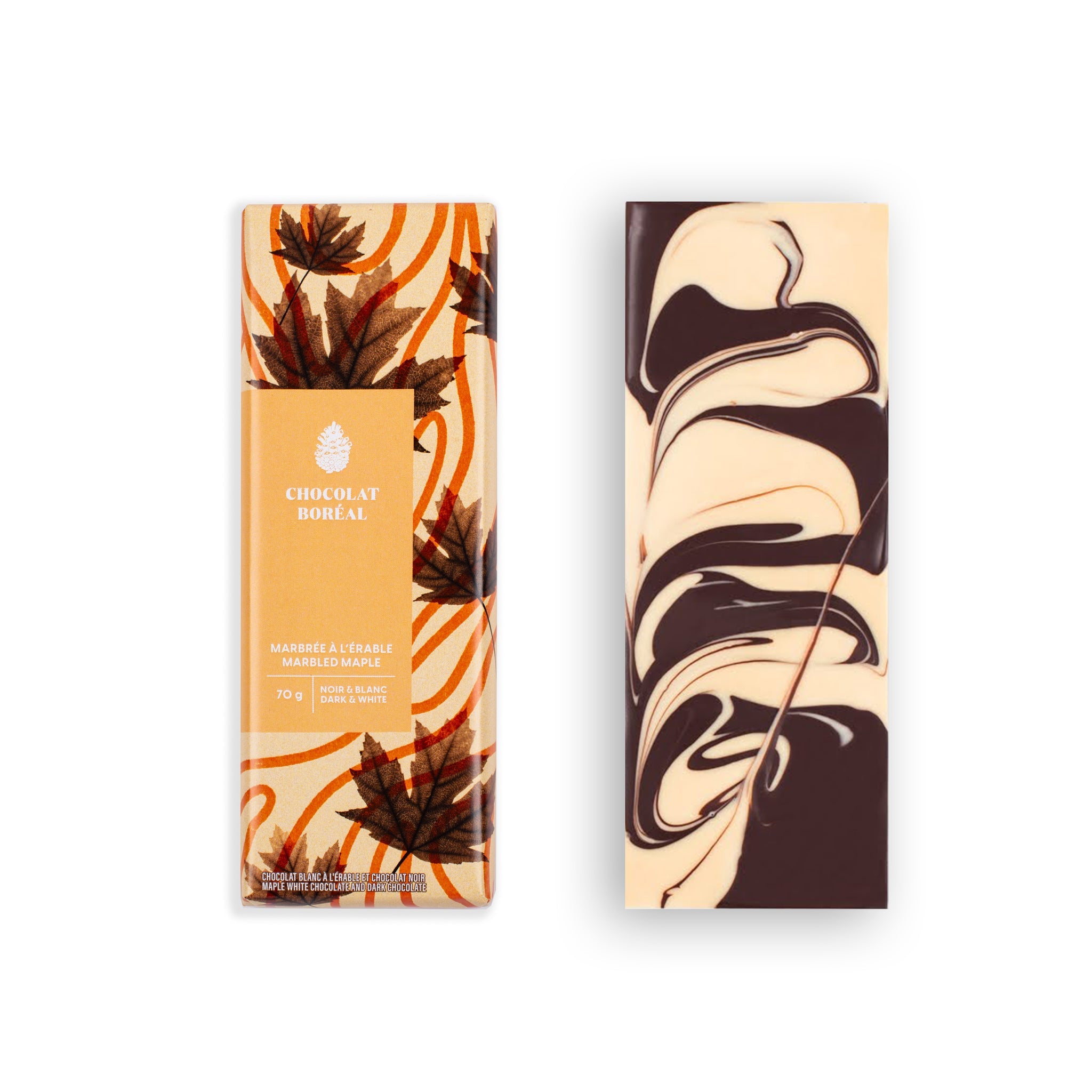 Tablette de chocolat Temps des sucres MARBRÉE - Érable    - Chocolat Boréal - Tablette de chocolat - 