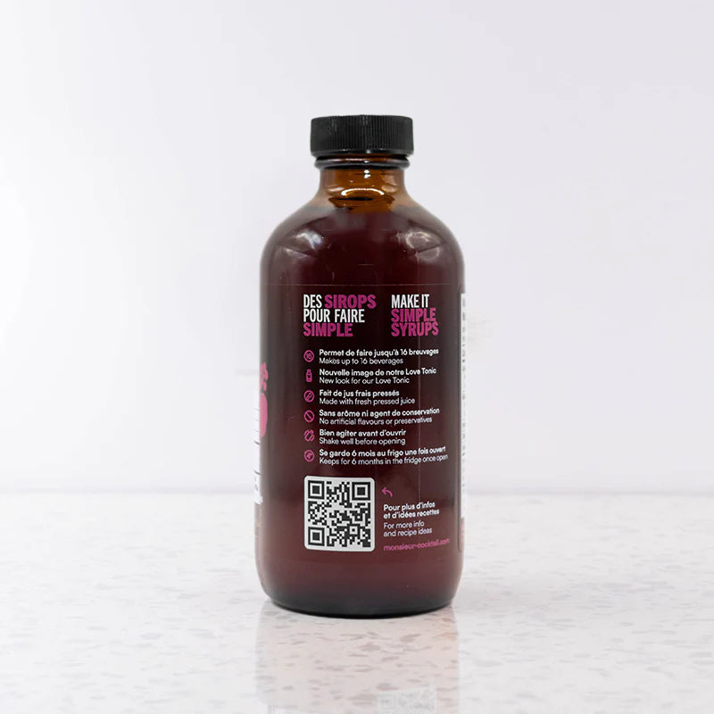 Tonic à l'hibiscus (Love Tonic) - 250ml - Monsieur Cocktail - Sirop - - La Guilde Culinaire