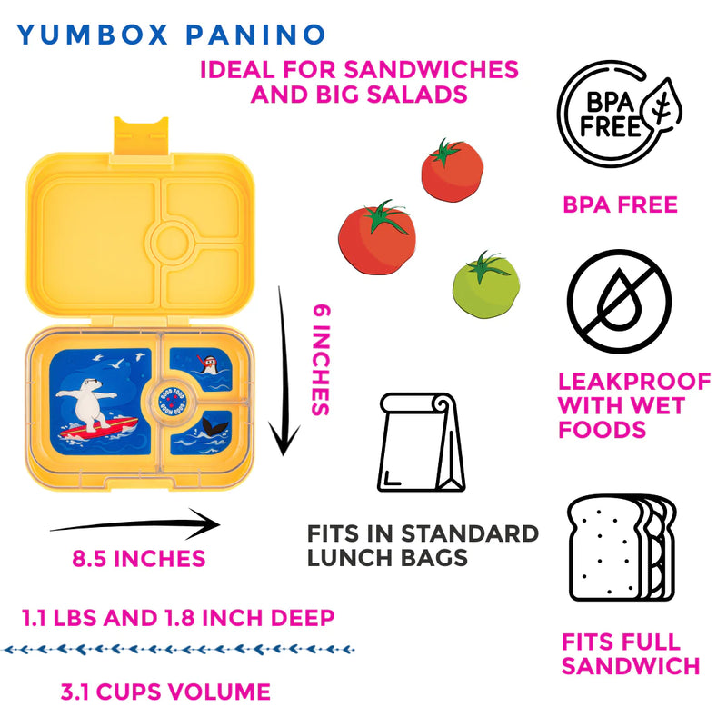 Yumbox – Panino – Yoyo Yellow avec plateau Ours polaire (4 compartiments)    - Yumbox - Boîte à repas - 