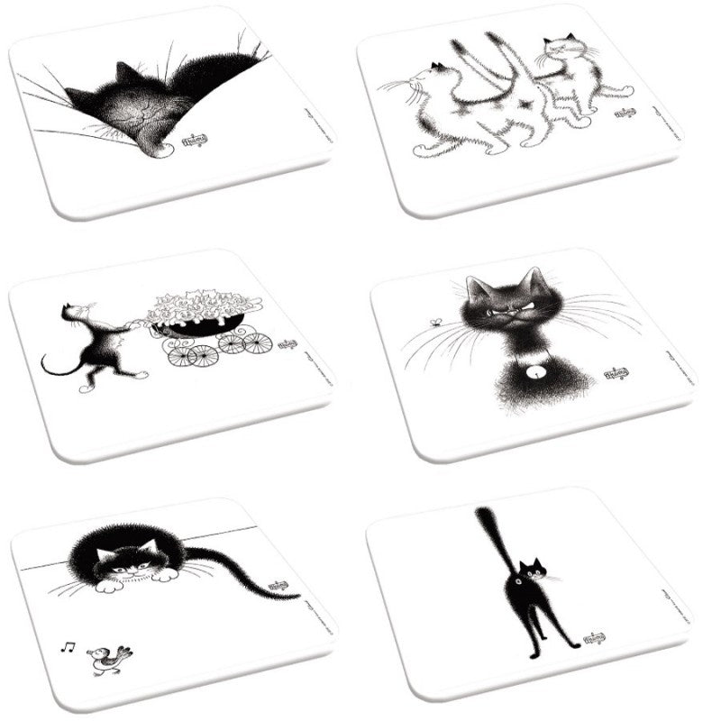 6 dessous de verres Assortiment de chats 1 - Chats Dubout - Editions Clouet - Dessous de verre - - La Guilde Culinaire