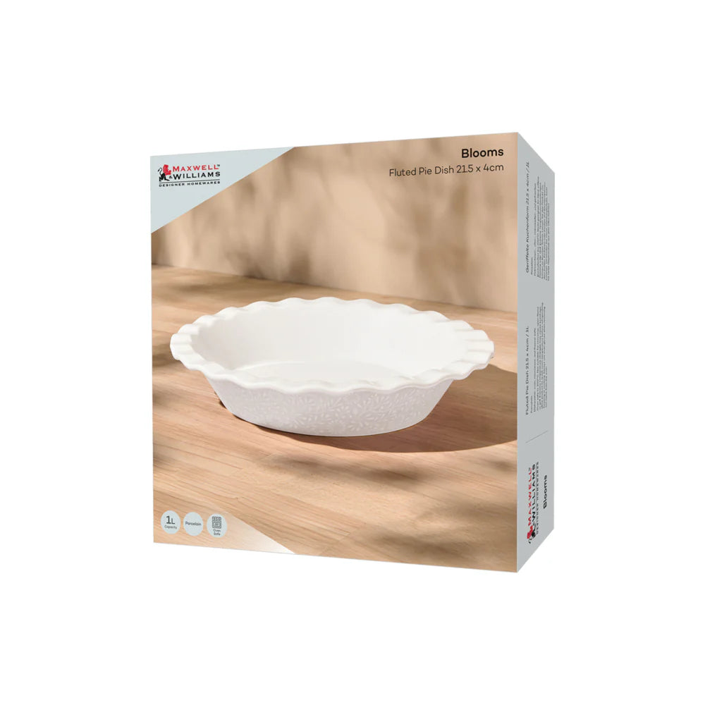 Plat à tarte cannelé blanc - 21,5 x 5 cm / 1L - Maxwell & Williams - Plat à tarte - - La Guilde Culinaire