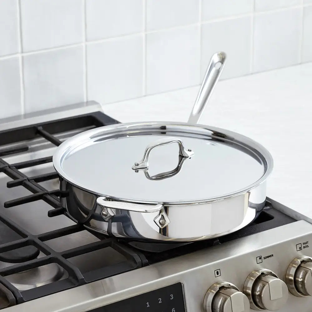 Sauteuse en acier inoxydable 4QT - D3 avec couvercle - All-Clad - Poêle à frire - - La Guilde Culinaire