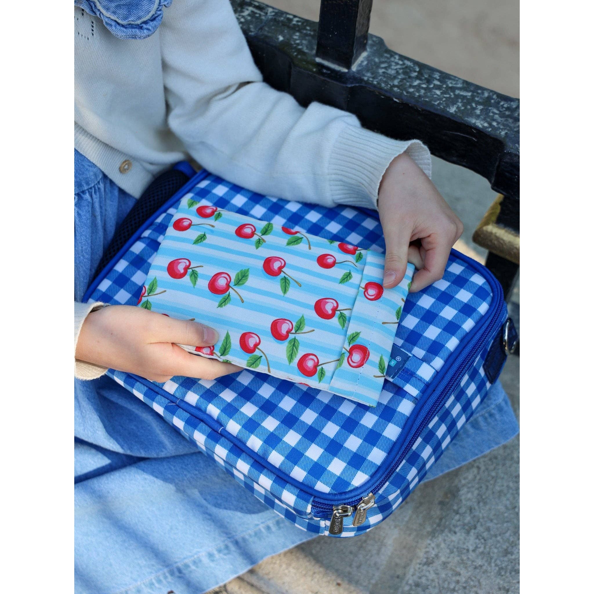 Lot de 2 blocs réfrigérants en gel avec housses en tissu - Vichy & Cerises - Yumbox - Boîte à repas - - La Guilde Culinaire