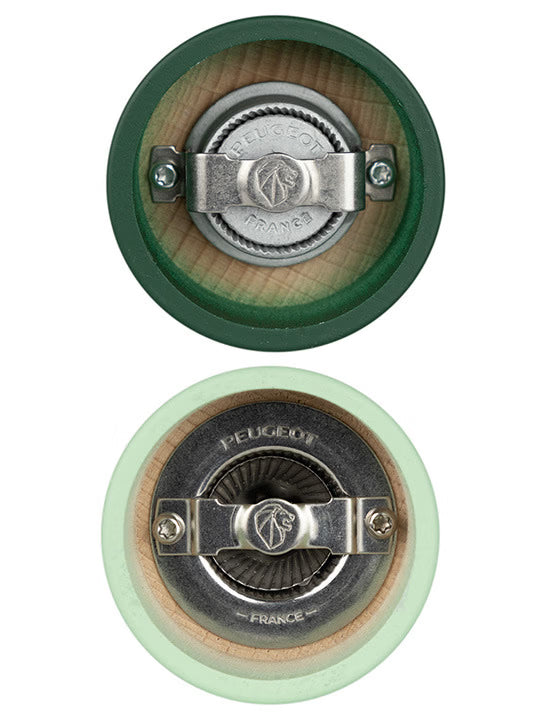 Set of Manual Beech Wood Salt and Pepper Mills in Moss Green & Mint Green, 5 in