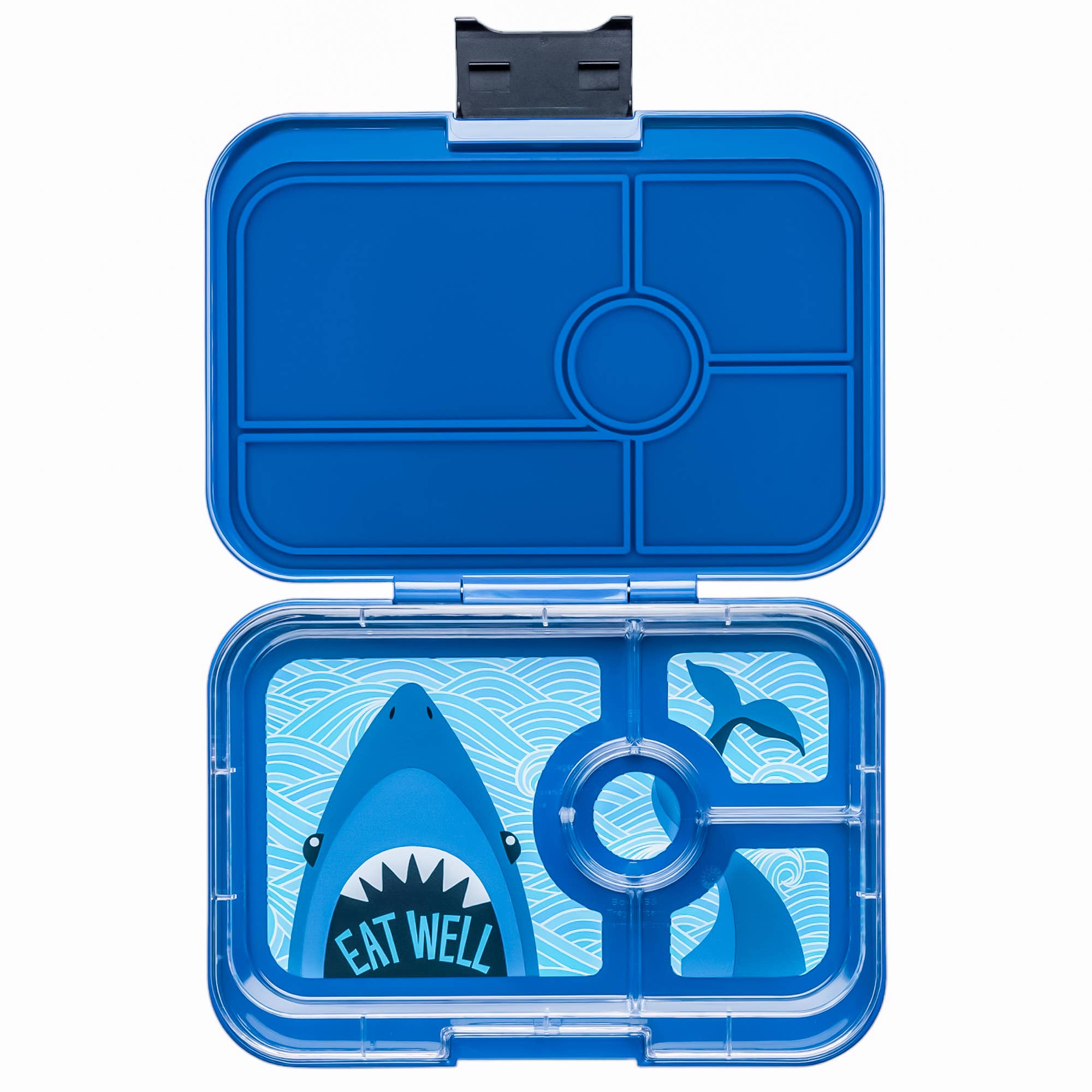 Yumbox Tapas - Boîte Bento étanche avec plateaux à 4 ou 5 compartiments True Blue 4C with Shark Tray - Yumbox - Boîte à repas - TBIII2021104SK - La Guilde Culinaire