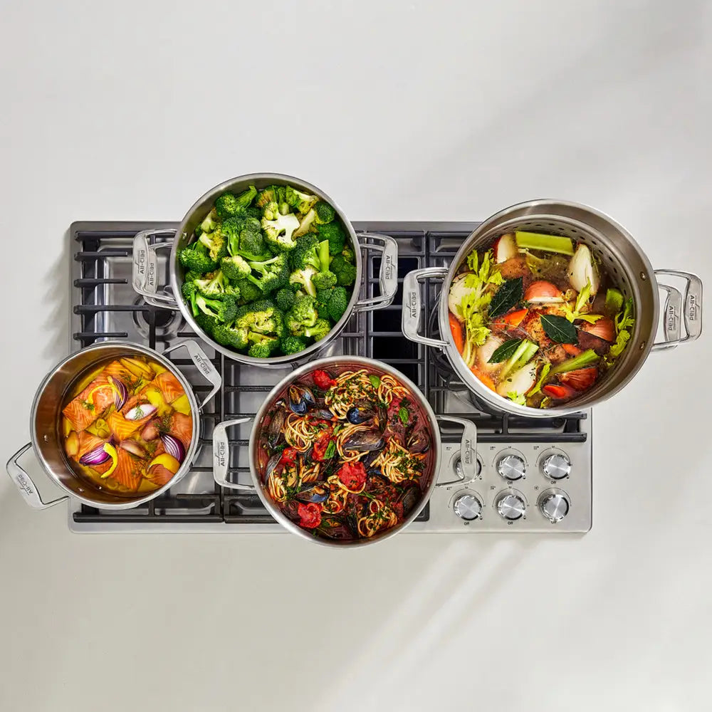 Multicuiseur en acier inoxydable avec passoire et couvercle, 8 pintes - All-Clad - Multicuiseur - - La Guilde Culinaire