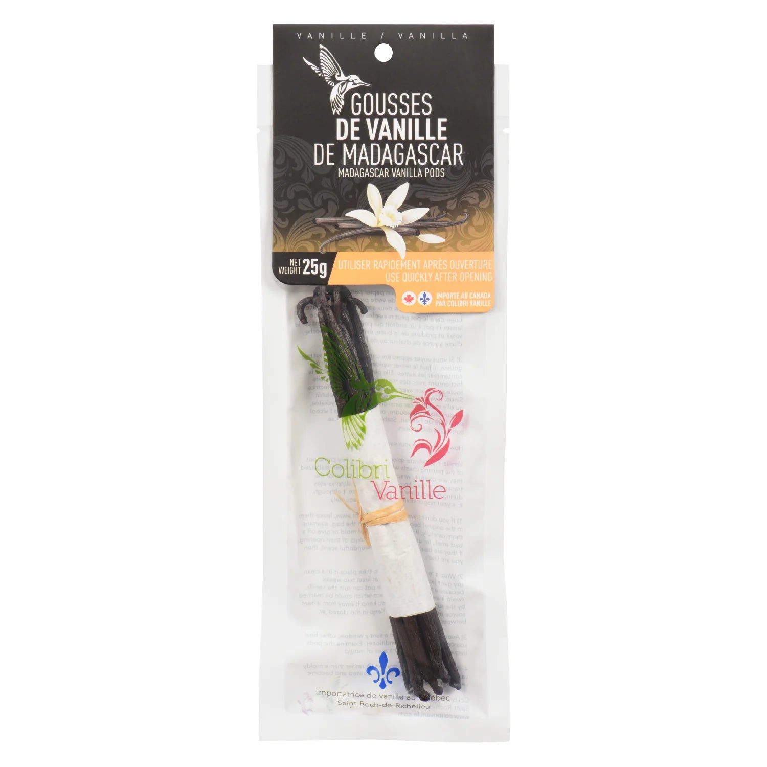 Gousses de Vanille de Madagascar - Bourbon (25g)    - Colibri Vanille - Vanille - 