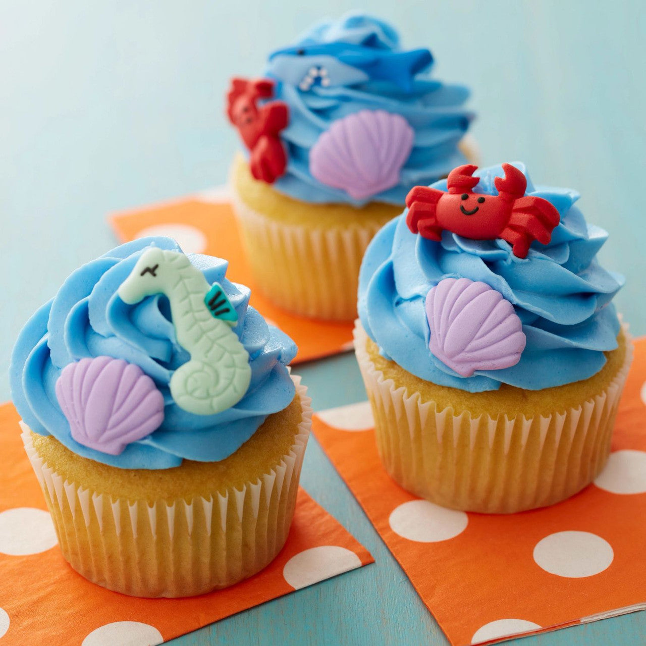 Décorations en glaçage royal - Thème vie marine (12 pièces) - Wilton - Décors sucrés - - La Guilde Culinaire