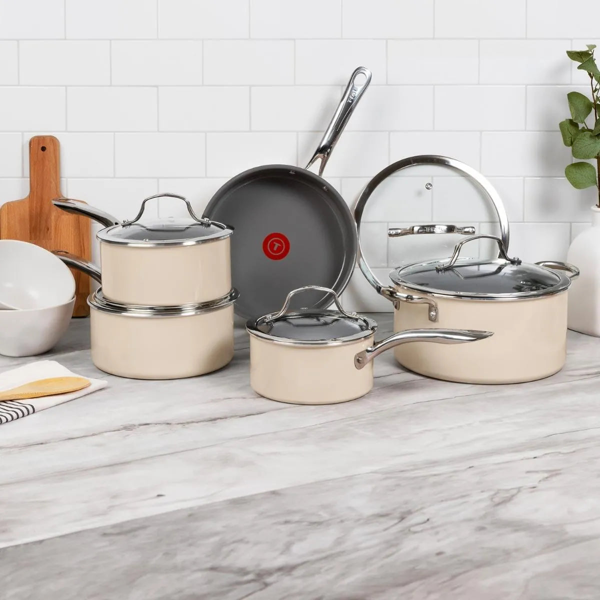 Batterie de cuisine antiadhésive en céramique 10 pièces T-fal Excellence - T-fal - Batterie de cuisine - - La Guilde Culinaire