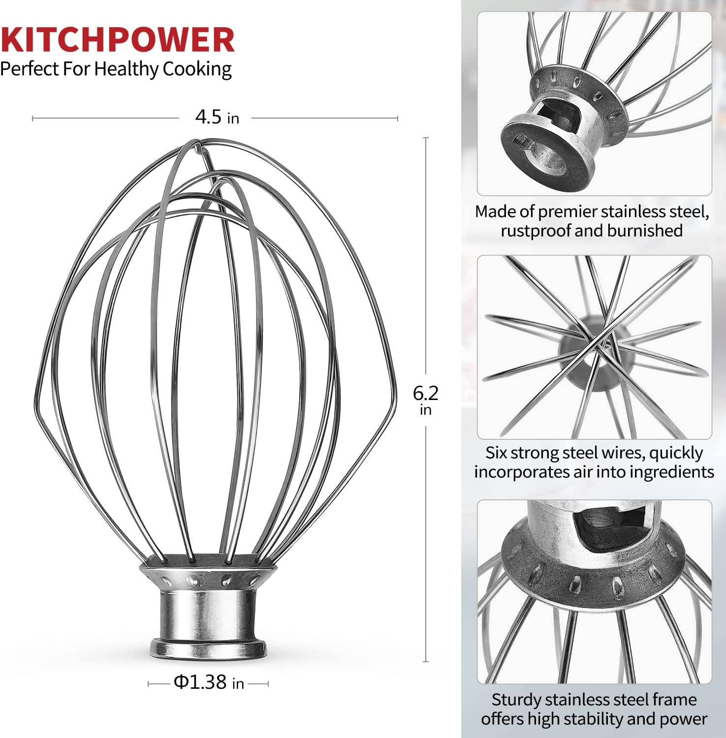 Fouet à 6 fils en acier inoxydable K45WW pour KitchenAid    - Kitchenaid - Fouets batteur sur socle - 