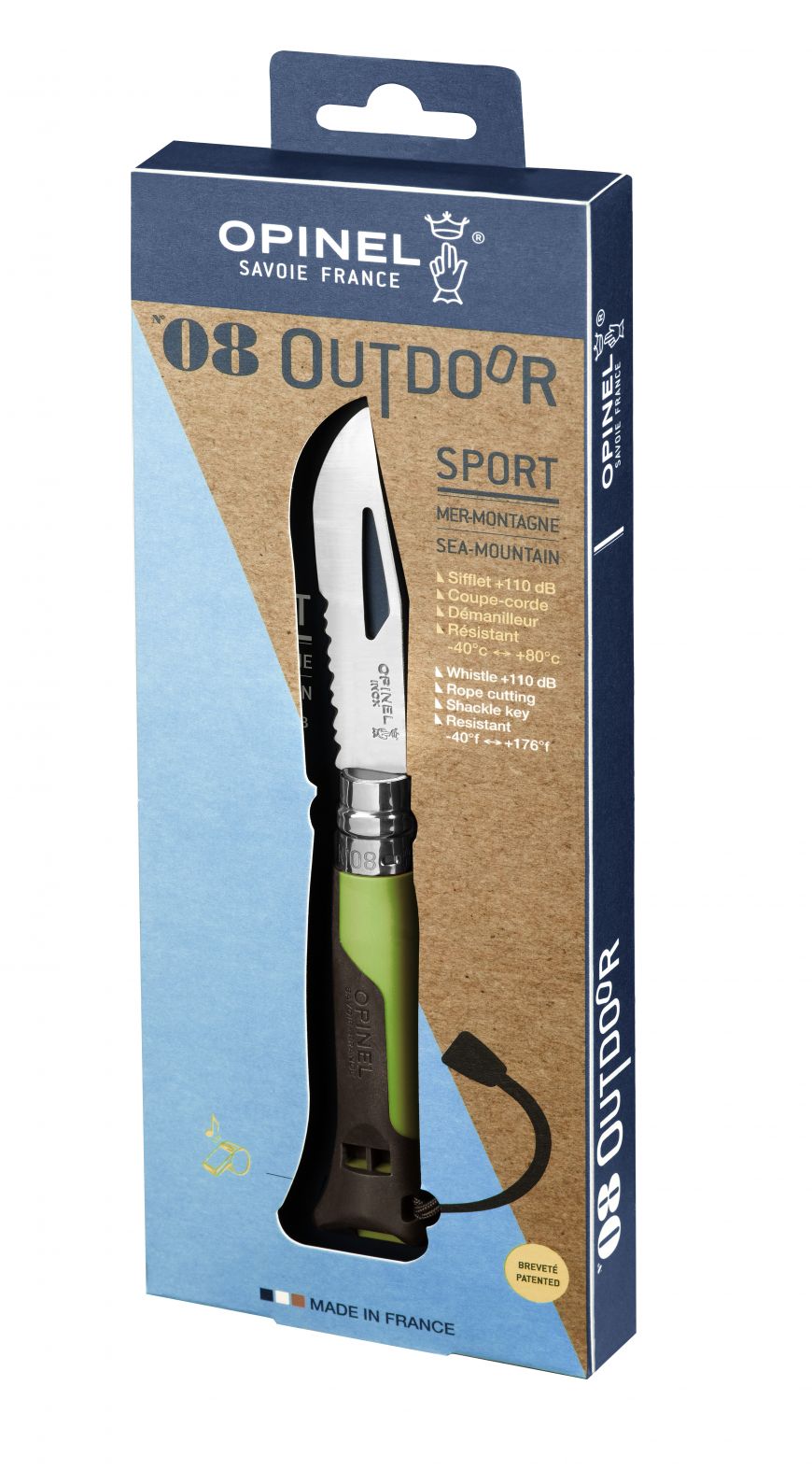 Opinel - N°08 Outdoor Terre/Vert    - Opinel - Couteau de poche - 