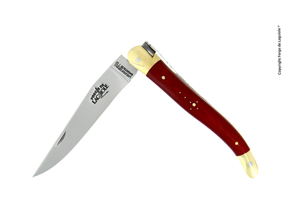 Couteau pliant 11 cm Tissu compressé rouge, mitre Laiton – Laguiole    - Laguiole - Couteau de poche - 