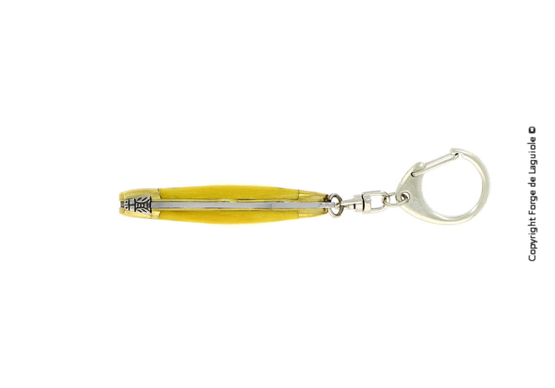 Porte-clefs 7 cm Tissu compressé jaune, mitre Laiton – Laguiole    - Laguiole - Porte-clefs - 
