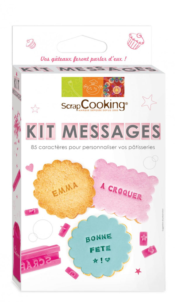 Kit Messages : 85 caractères + 1 support + 1 sac de rangement    - Scrapcooking - Découpoir - 