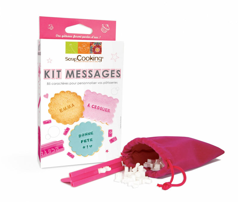 Kit Messages : 85 caractères + 1 support + 1 sac de rangement    - Scrapcooking - Découpoir - 