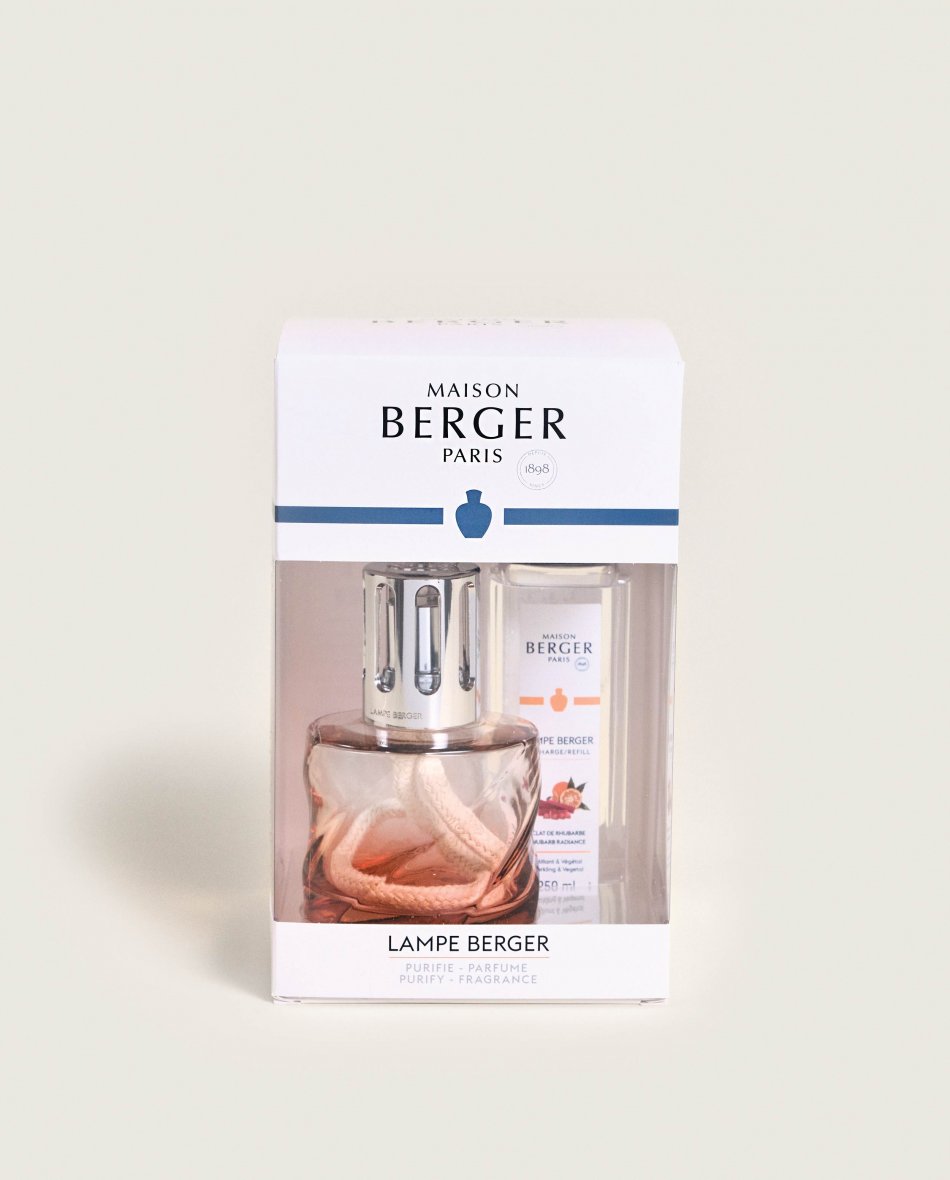 Coffret Lampe Berger Spirale Rose Ambré + Éclat de Rhubarbe - 250ml (8,5 oz)    - Maison Berger Paris - Parfums d'ambiance - 