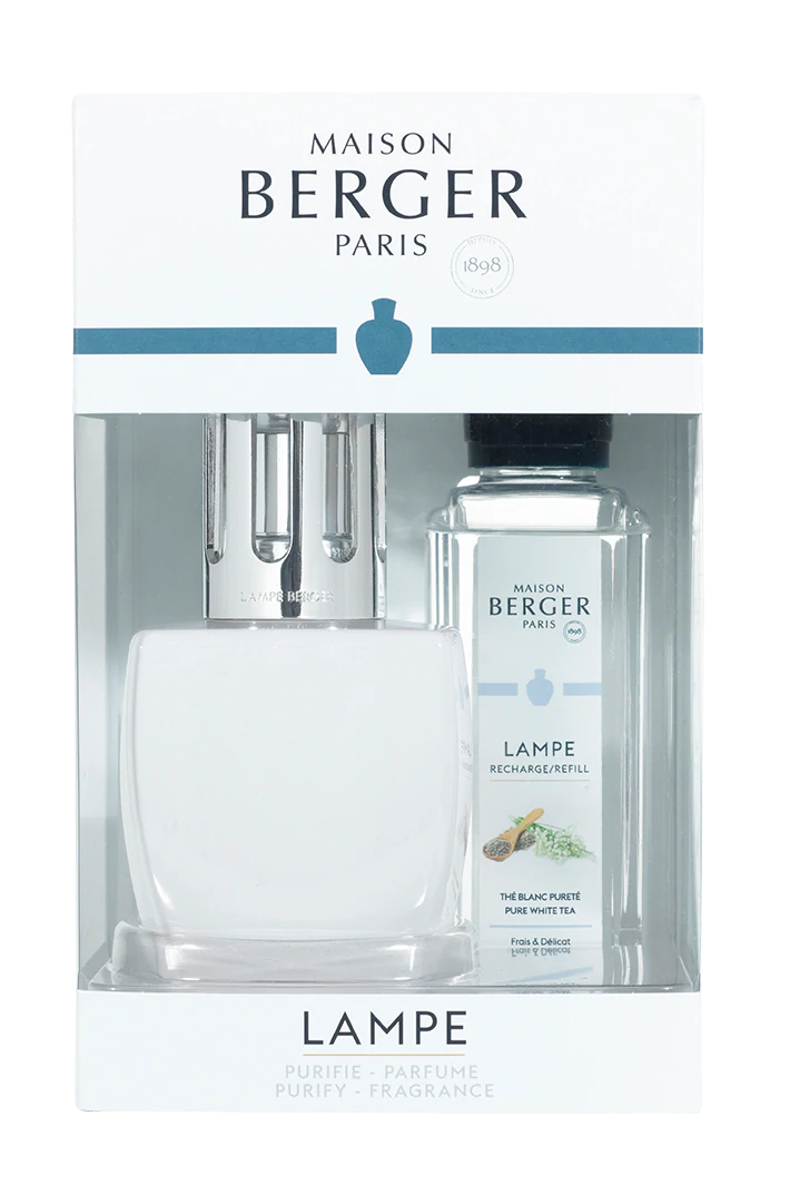 Coffret Lampe Berger June blanche + Thé blanc pureté    - Maison Berger Paris - Parfums d'ambiance - 