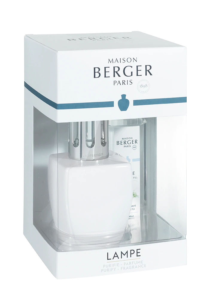 Coffret Lampe Berger June blanche + Thé blanc pureté    - Maison Berger Paris - Parfums d'ambiance - 