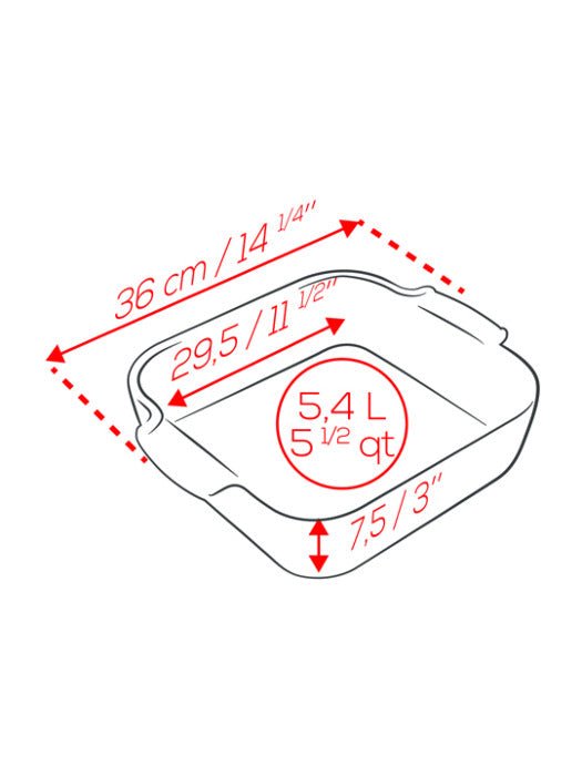APPOLIA - Plat four en céramique carré rouge 36cm-14"    - Peugeot - Plat pour four - 