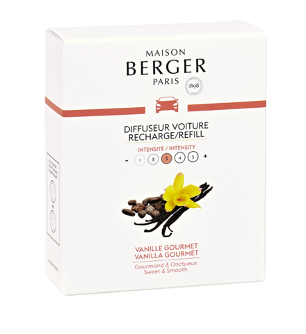 Coffret de 2 recharges pour diffuseur voiture Vanille gourmet    - Maison Berger Paris - Diffuseur de voiture - 