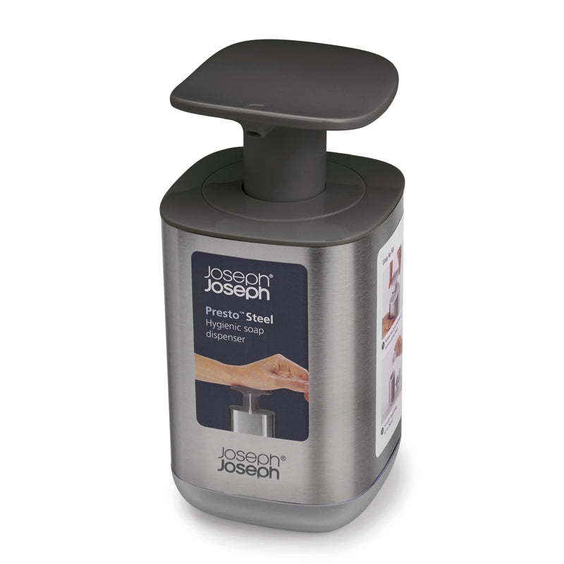 Presto Steel - Distributeur de savon hygiénique    - Joseph Joseph - Distributeur de savon - 