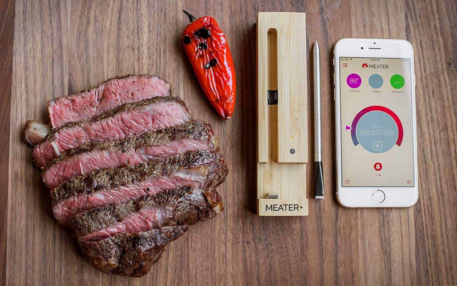 MEATER  Jusqu'à 10m Thermomètre à viande intelligent réellement sans fil  pour gril four cuisine Barbecue Rôtissoire avec connectivité numérique  Bluetooth et WiFi : : Cuisine et Maison