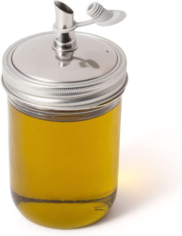 Couvercle verseur d'huile en inox pour pots Mason    - Jarware - Pot masson - 