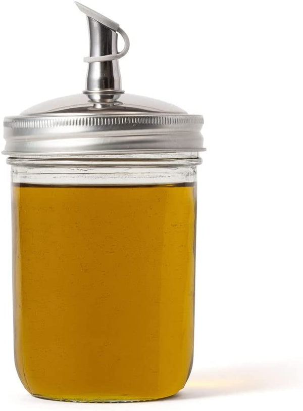 Couvercle verseur d'huile en inox pour pots Mason    - Jarware - Pot masson - 