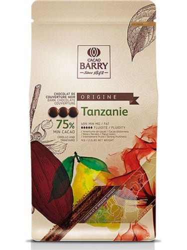 Chocolat Tanzanie Pure Origine 75% cacao 1kg   - Cacao Barry - Chocolat noir - CHOCOLAT TANZANIE - 1KG