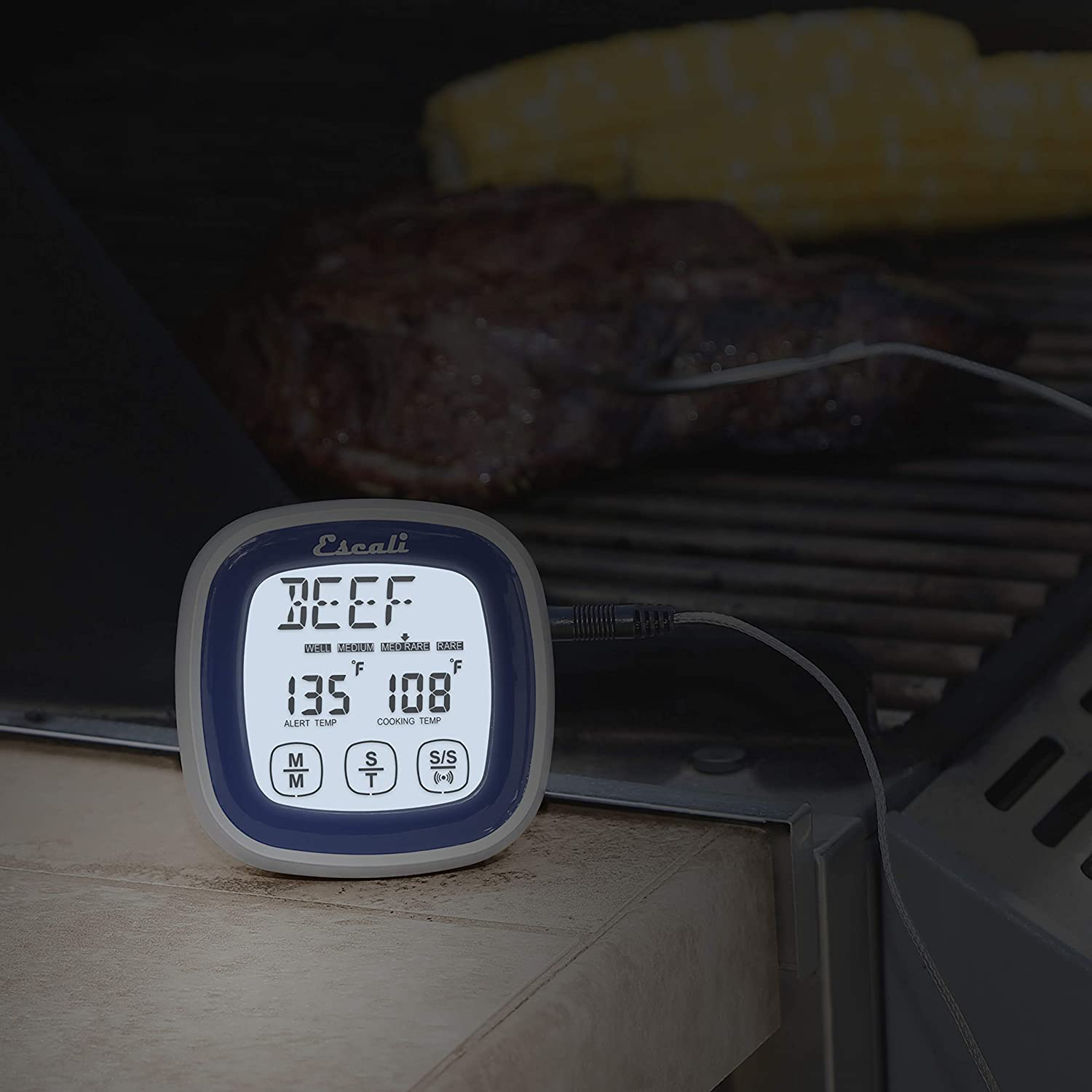 Thermomètre et minuterie à écran tactile    - Escali - Thermomètre de cuisine - 