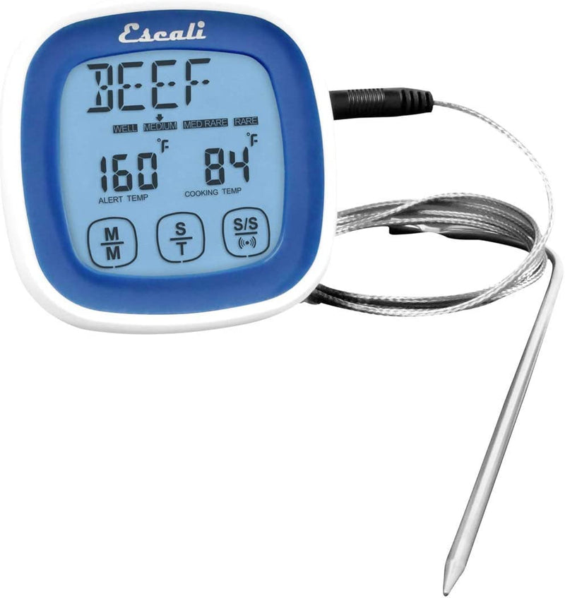 Thermomètre et minuterie à écran tactile Noir Bleu   - Escali - Thermomètre de cuisine - DHR2-U