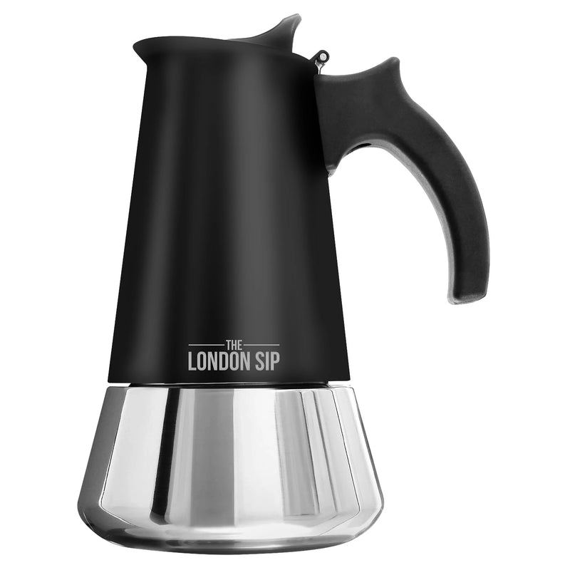 Machine à espresso 10 Tasses en acier inoxydable pour cuisinière Noir   - The London Sip Company - Cafetière italienne - EM10B