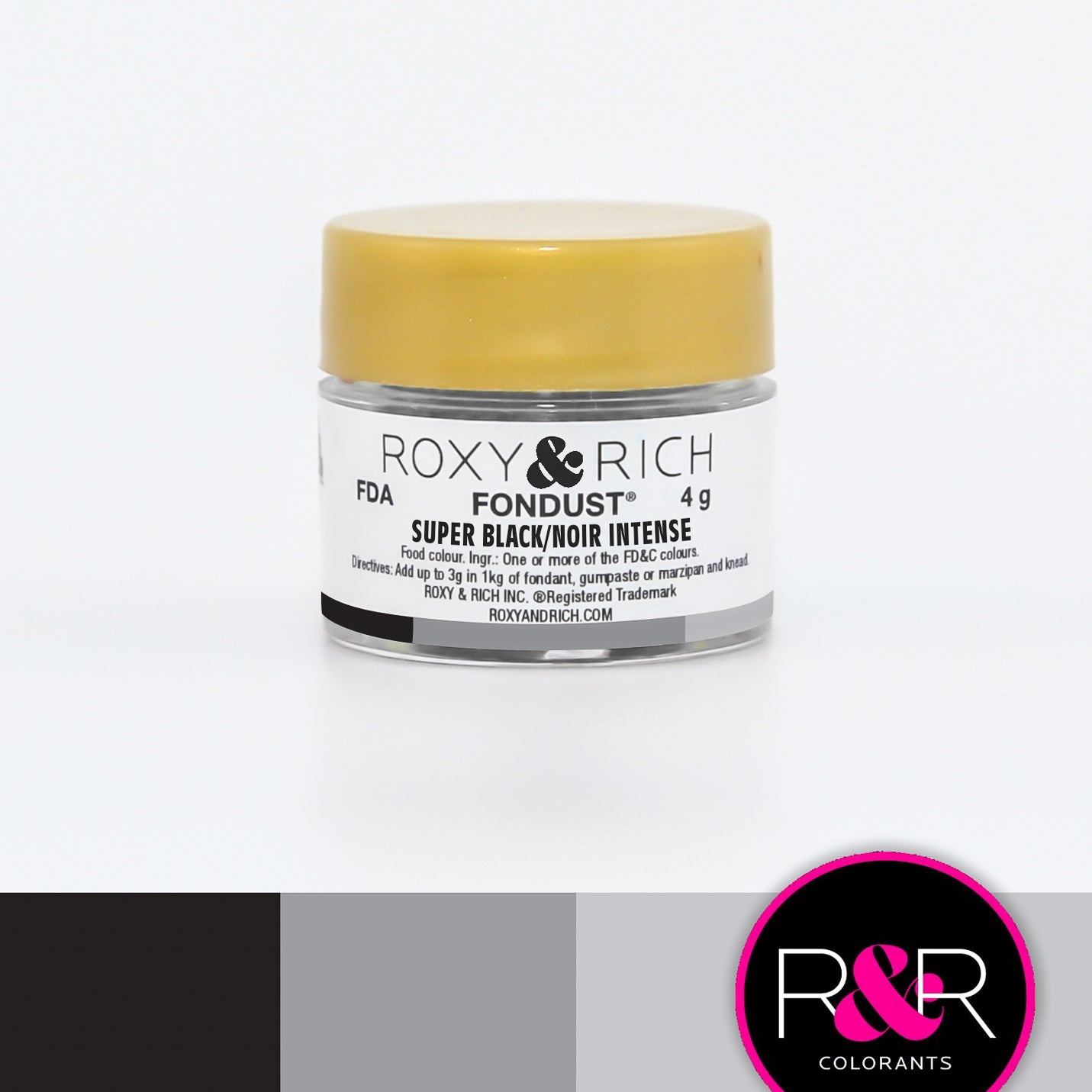 Colorant FONDUST Noir Intense 4g   - Roxy & Rich - Colorant alimentaire hydrosoluble - F4-002