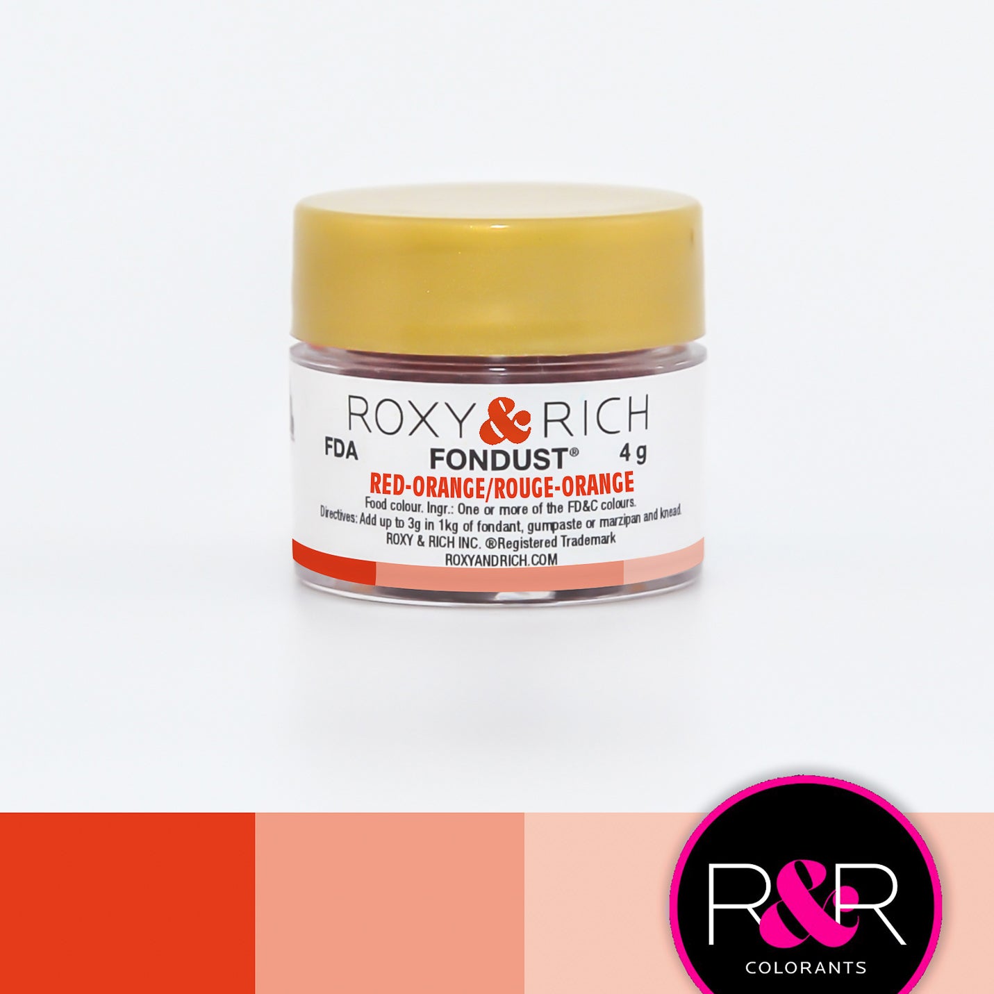 Colorant FONDUST Rouge Orange 4g   - Roxy & Rich - Colorant alimentaire hydrosoluble - F4-009
