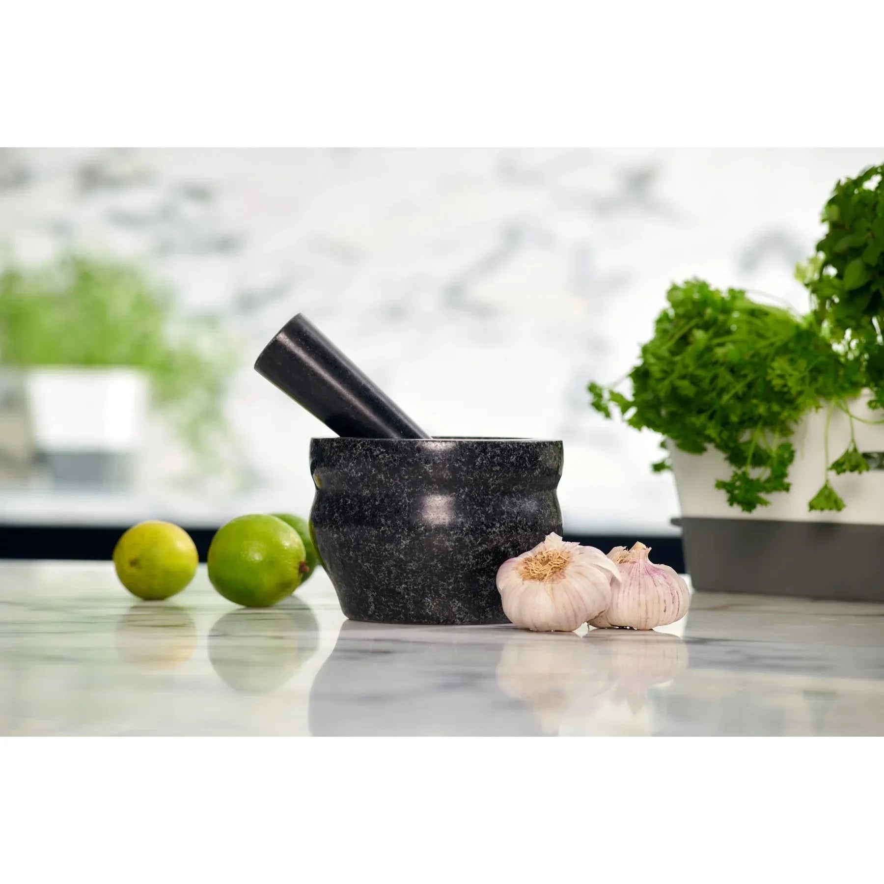 Mortier Et Pilon En Marbre Noir 7,6 Cm - Fait Main, Pour Cuisine - Broyer épices, Herbes, Ail - Nettoyage Facile - 4