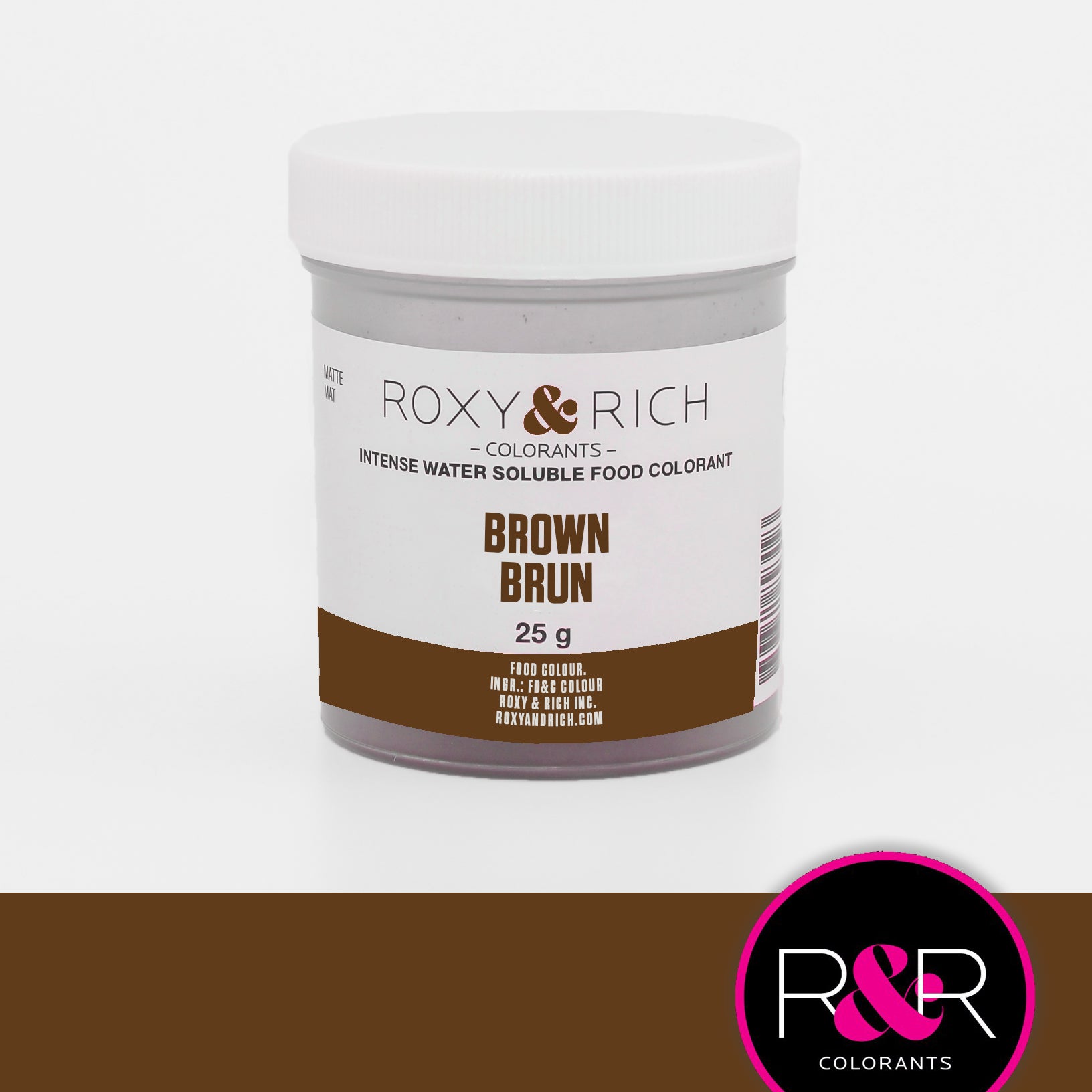 Colorant alimentaire hydrosoluble Brun 25g   - Roxy & Rich - Colorant alimentaire hydrosoluble - H25-007
